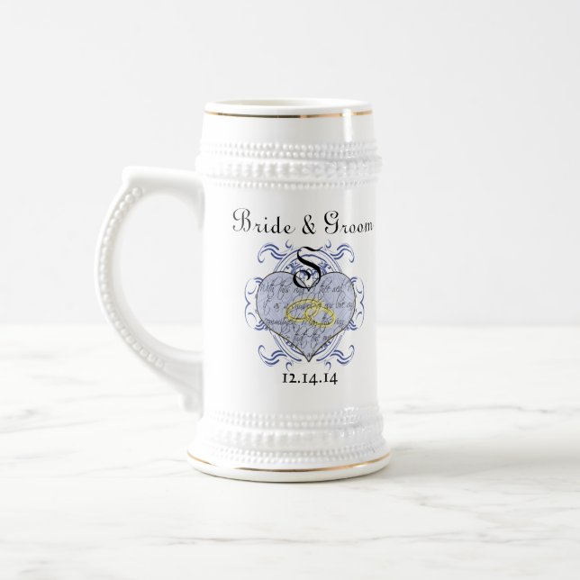 Monogram Wedding Vow Heart Bierglas (Links)