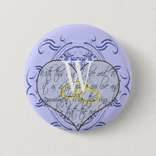 Monogram Wedding Vow Heart Button