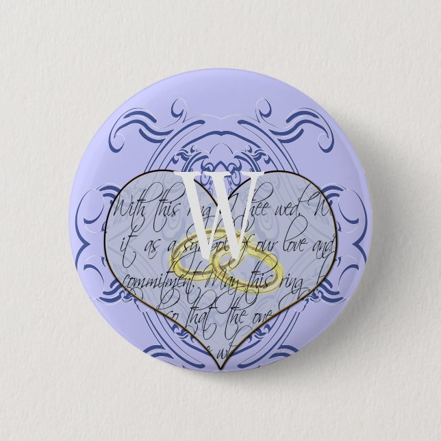 Monogram Wedding Vow Heart Button (Vorderseite)