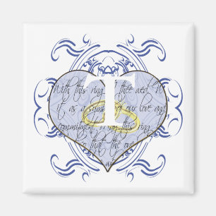 Monogram Wedding Vow Heart Magnet