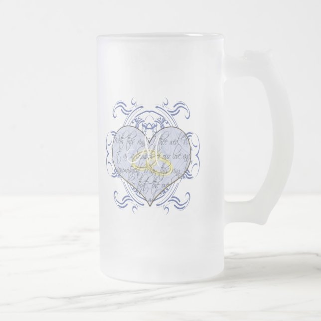 Monogram Wedding Vow Heart Mattglas Bierglas (Rechts)