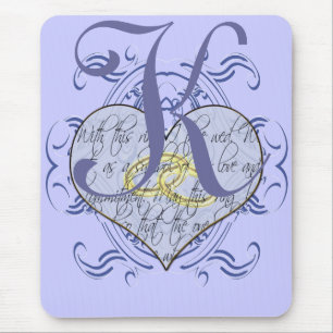 Monogram Wedding Vow Heart Mousepad