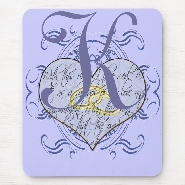 Monogram Wedding Vow Heart Mousepad (Vorne)