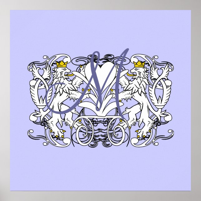 Monogram Wedding Vow Heart Poster (Vorne)