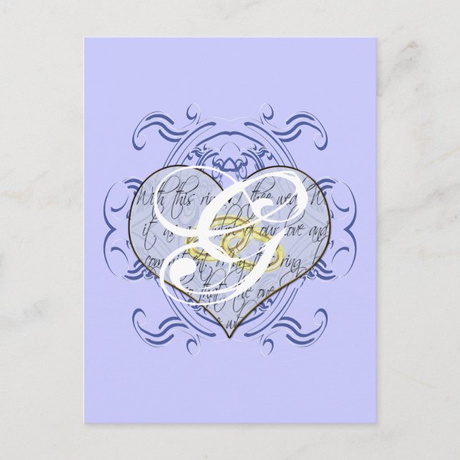 Monogram Wedding Vow Heart Postkarte (Vorderseite)