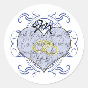Monogram Wedding Vow Heart Runder Aufkleber