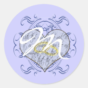 Monogram Wedding Vow Heart Runder Aufkleber