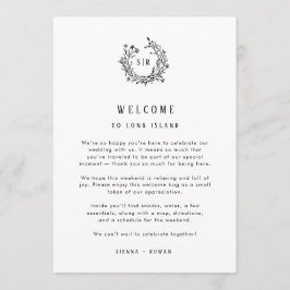 Monogram Wedding Welcome Insert with Program Dankeskarte