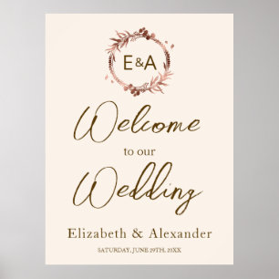 Monogram Wedding Welcome Sign Foam Boar Poster