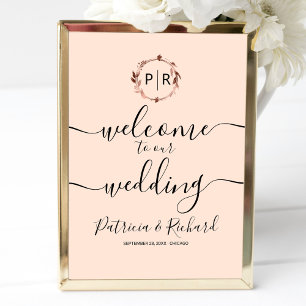 Monogram Wedding Welcome Sign Foam Board Poster