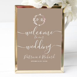 Monogram Wedding Welcome Sign Poster