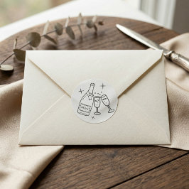 Monogram Wedding Whimsical Doodles Grey and White Runder Aufkleber