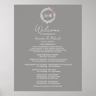 Monogram Wedding Zeremony Program Sign Foton Board Poster