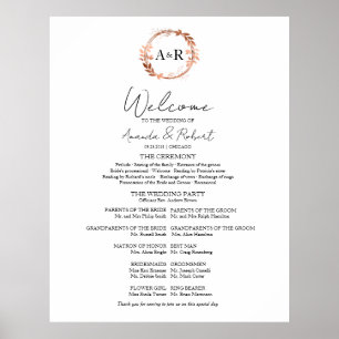Monogram Wedding Zeremony Program Sign Foton Board Poster