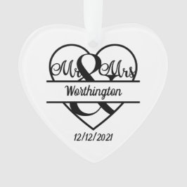 Monogram Wedname Heart Holiday Weihnachten Ornament