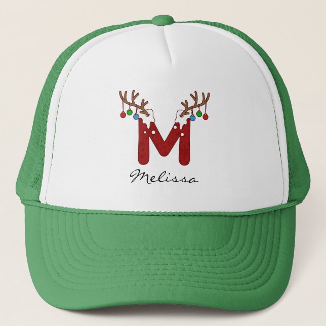 Monogram Weihnachtsfamilienferien - Mama passt zus Truckerkappe (Vorderseite)