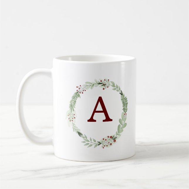 Monogram Weihnachtsfeiertag Kaffeetasse (Links)