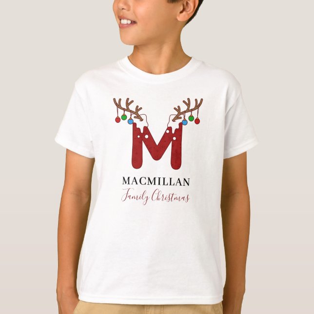 Monogram Weihnachtslieder passt zur Familie T-Shirt (Vorderseite)