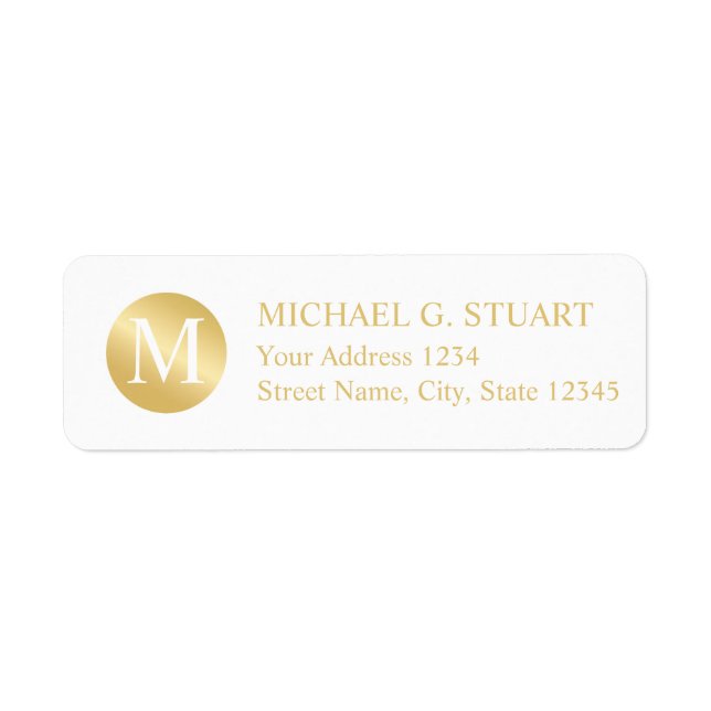 Monogram, weiß und Gold elegant (Vorne)