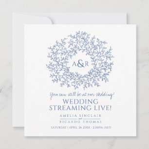Monogram-weiße Blätter Hochzeit Live-Stream Ankündigung