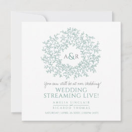 Monogram-weiße Blätter Hochzeitlive Stream Ankündigung
