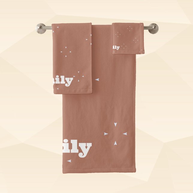 Monogram, weißer Pfeil auf mocha-mussen Hintergrun Badhandtuch Set (Von Creator hochgeladen)