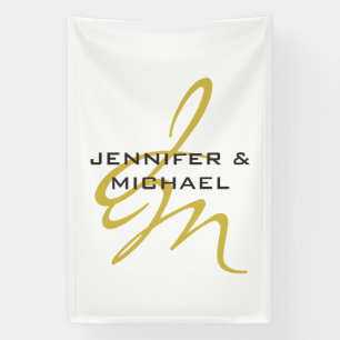 Monogram Weißgold Farbe Schlicht Modern Minimalist Banner