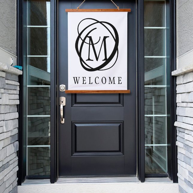 Monogram Welcome Custom Colors Wandteppich Mit Holzrahmen (Von Creator hochgeladen)
