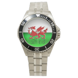 Monogram Welsh Flag, Prägung für Dragon-Chrom-Effe Armbanduhr