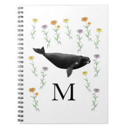 Monogram Whale in Spring Garden Art Notizblock