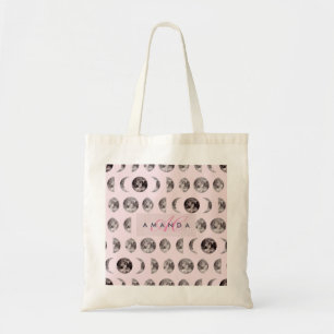 Monogram Whimsical Dreamy Moon Phases Tragetasche