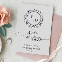 Monogram Whimsical Elegant Wedding Save the Date