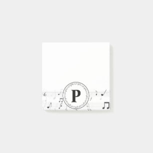 Monogram Whimsical Musiknote Musician Post-it Klebezettel