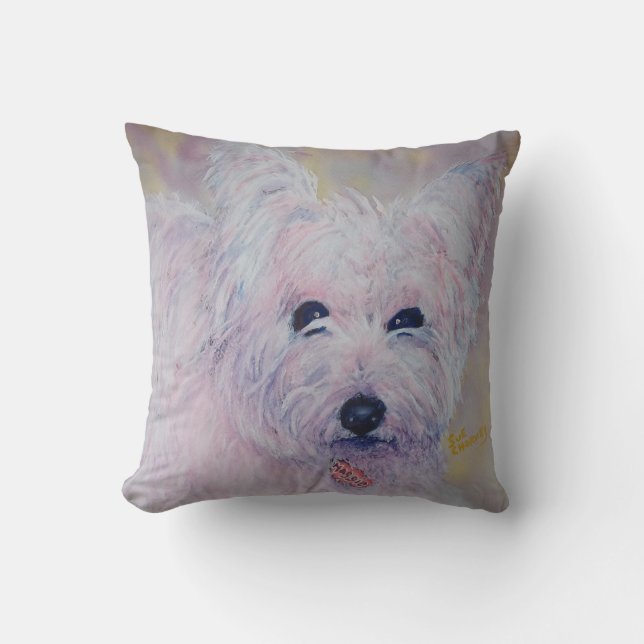 MONOGRAM WHIMSICAL WESHIGHLAND TERRIER KISSEN (Vorderseite)