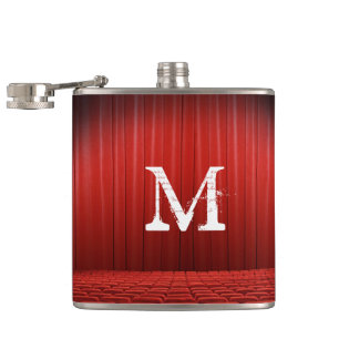 Monogram Whiskey Flask Red Vorhang Theater Flachmann