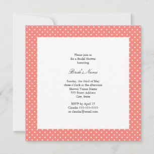 Monogram White and Coral Pink Polka Dot Bridal Einladung