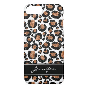 Monogram White and Gold Foil Cheetah Muster Case-Mate iPhone Hülle