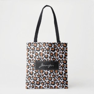 Monogram White and Gold Foil Leopard Muster