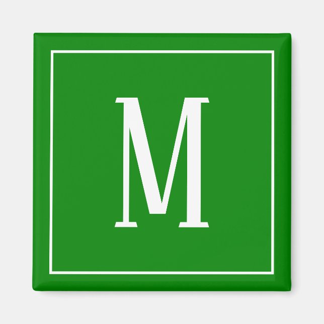 Monogram White auf dem Green Square Magnet (Vorne)