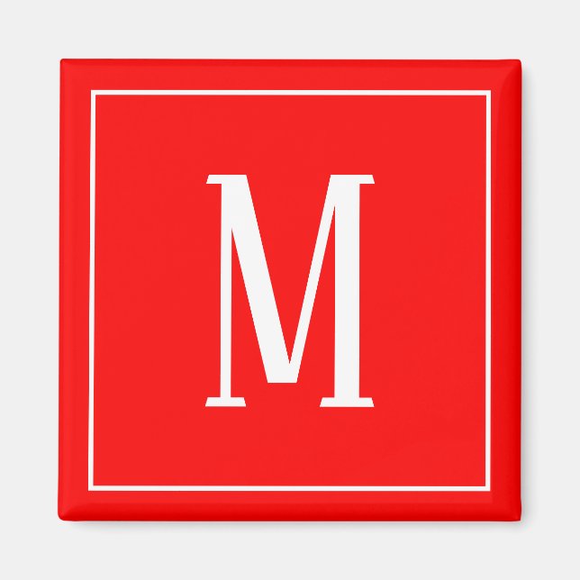 Monogram White auf dem Red Square Magnet (Vorne)