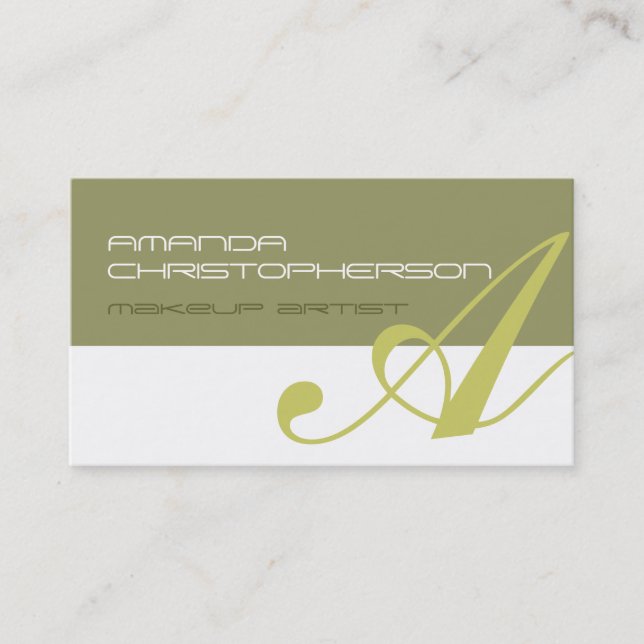 Monogram White Beige Makeup Artist Business Card Visitenkarte (Vorderseite)