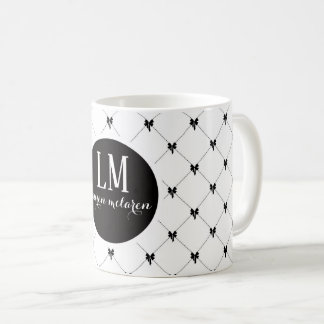 Monogram White & Black Bow Script Kaffeetasse