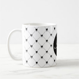 Monogram White & Black Bow Script Kaffeetasse