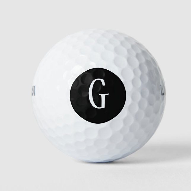 Monogram White Black Golf Balls Golfball (Vorderseite)