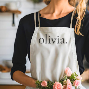 Monogram White Black Modern Simple Eleganname Schürze