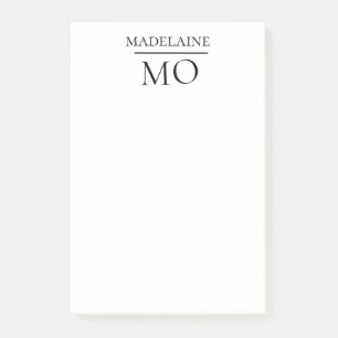 Monogram White Black Post-it Klebezettel