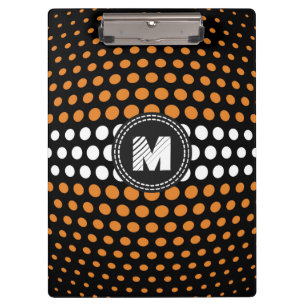 Monogram White & Bronze Polka Dots Muster Klemmbrett