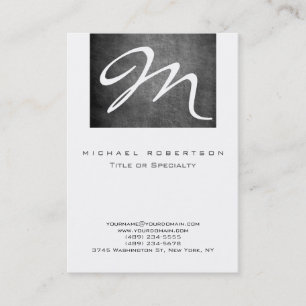 Monogram White Chalkboard Chubby Business Card Visitenkarte