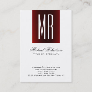 Monogram White Chic Calligraphy Business Card Visitenkarte