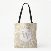 Monogram White Circle Gold Glitzer Moderner Abstra